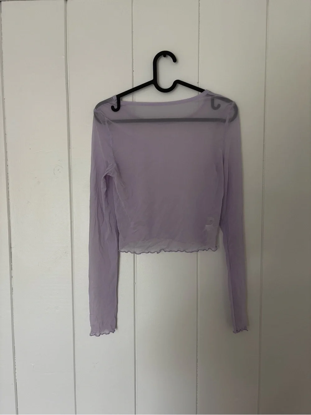 aerie Lavender Sheer Long-Sleeve Crop Top - Picture 2 of 3